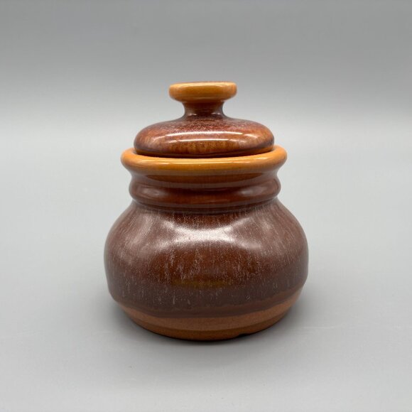 Beauceware Canada Brown Drip Stoneware Jar Vintage Ceramic Pot with Lid - Picture 1 of 6